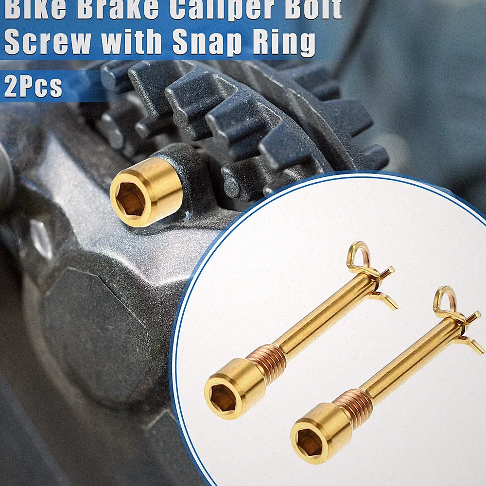 2 Pcs Bike Brake Caliper Bolt Screws M4x0.7 for Mountain Bicycle Gold Tone