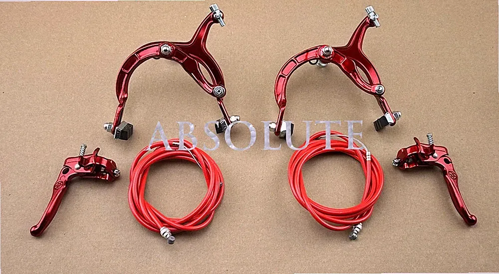 AltaLine BMX Brake FRONT & REAR SET Alloy RED Bike Bicycle Caliper Cable Lever.