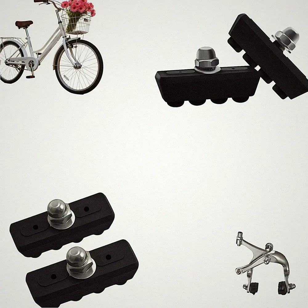 Bicycle Brake Pads 2-Pairs - Road Bike Caliper Brake Pads - Quiet All-Weather B