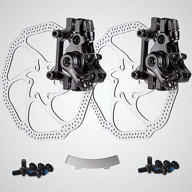 Bike Disc Brake Kit 160mm Front and Rear Caliper Tool-Free Pad Adjuster Black