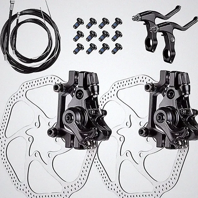 Bike Disc Brake Kit - 2 Pcs 160mm Rotors Calipers & Levers