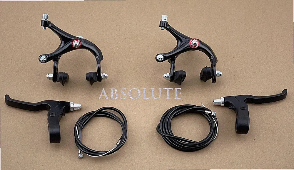 BLACK 700C FIXIE BRAKE LEVER SET CABLE CALIPER FIXED GEAR BIKE TRACK ROAD BIKE.