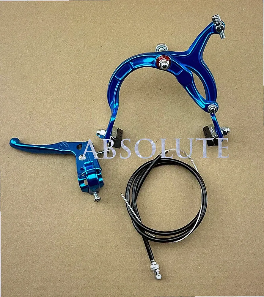 BLUE OLD SCHOOL BMX BIKE MX FRONT BRAKE LEVER CABLE CALIPER CRUISER BICYCLE.