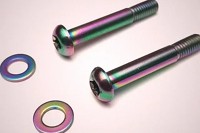 Bolt for Flat Mount Caliper, T25 M5*15-17-22-27-32-37-4 Color: Rainbow-Ti-32mm