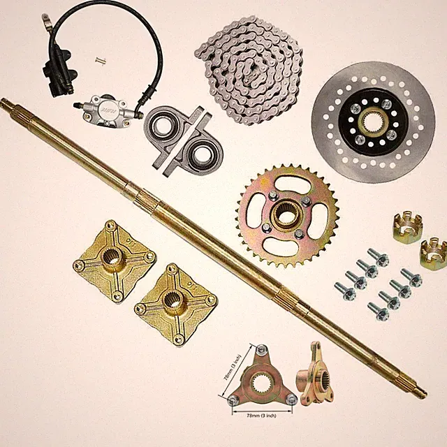 Drift Trike Go kart 32'' Live Rear Axle Kit+Brake Caliper+Sprocket Hub+ 420Chain