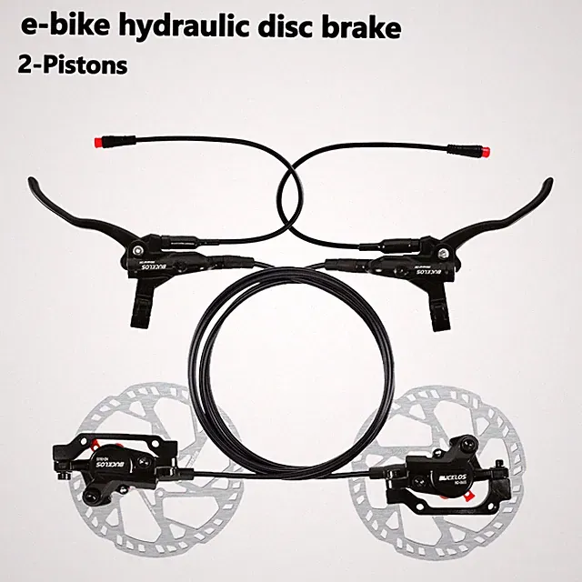 E-Bike Disc Brake Set Power Off Oil Brake Front/Rear 2-Pistons 2pc 160mm Rotor