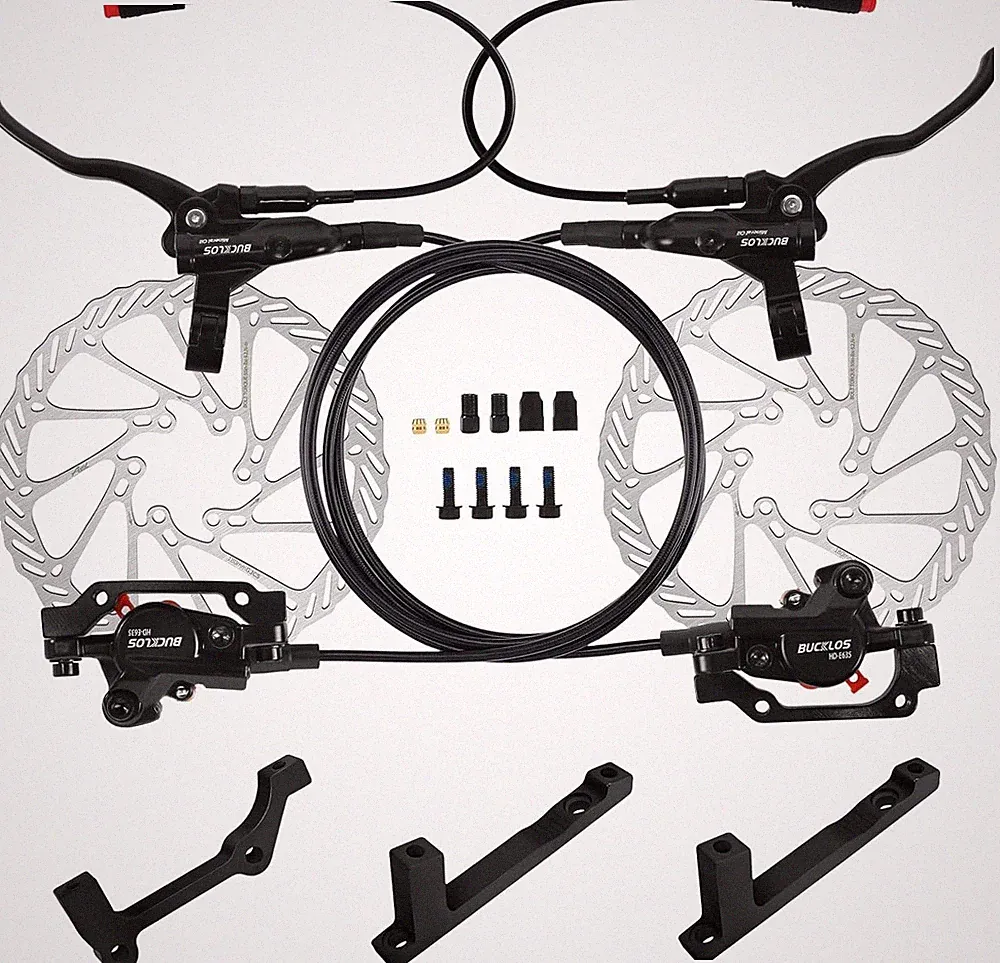 Ebike Hydraulic Disc Brake Set with 180mm Rotors 2 Pistons Electric Power-Off...