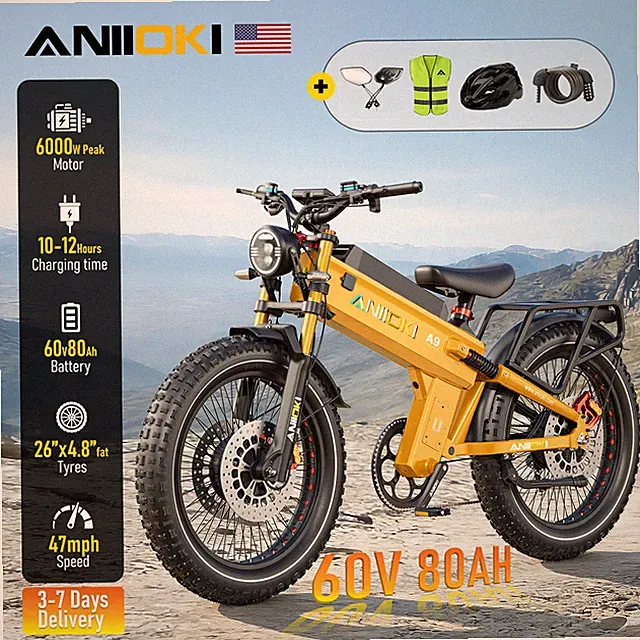Electric Bike for Adult 6000W Peak Mountain Ebike 45 MPH 26" Bicycle for Commute