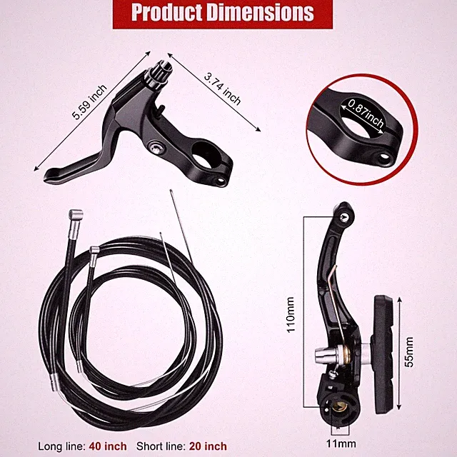 Front and Rear Bicycle Brake Set with Installation Hardware