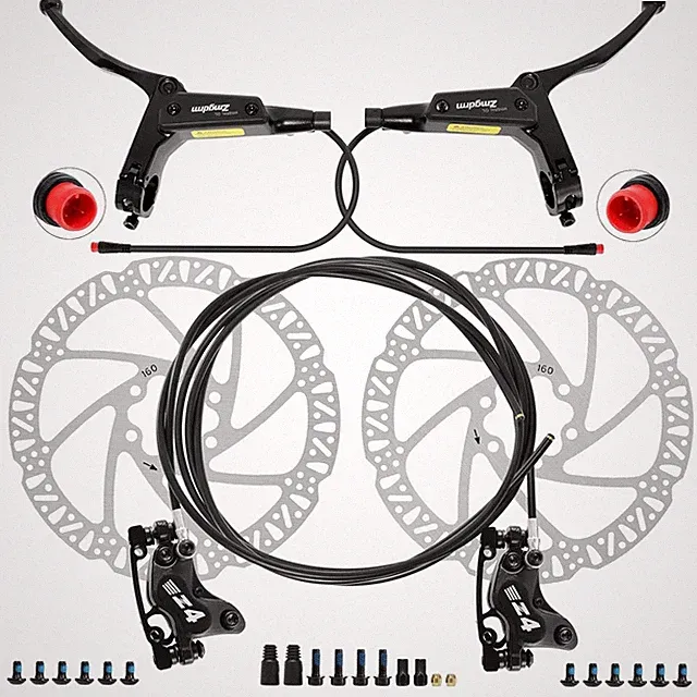 Hydraulic Disc Brake Set E-bike 4-Piston Power-Off Pre-Bled 2-PIN Electric Bike