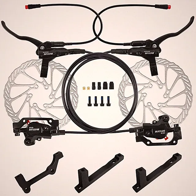 Hydraulic Disc Brake Set Ebike 180mm 2 Piston Kit Front Rear Rotors Included