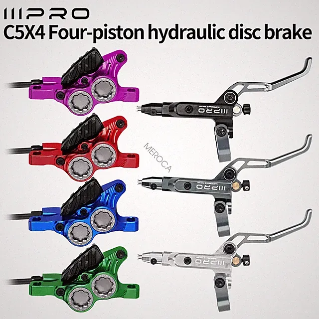IIIPRO MTB Bike 4 Piston Hydraulic Disc Brake Lever Set Brake Caliper 850/1550mm