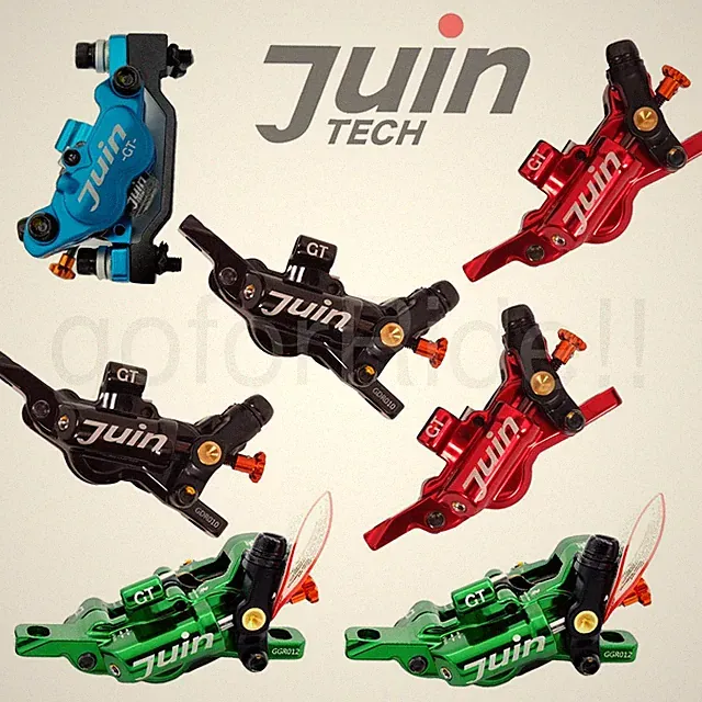 JUIN 4 Pistons Post Mount Cyclocross Bike Hydraulic Disc Brake Caliper Black/Red