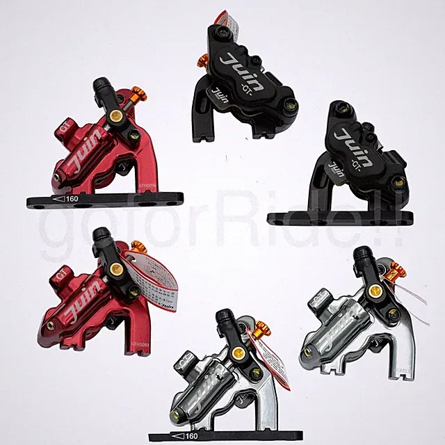 JUIN TECH GT-F 4 Piston Flat Cyclocross Bike Disc Brake Caliper Set Black/Red