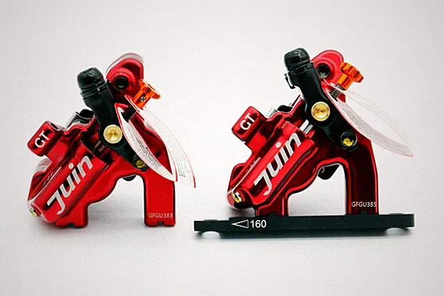 Juin Tech Gt-F Cyclocross eBike Cycle 4-Piston Disc Brake Caliper Set Red Bike