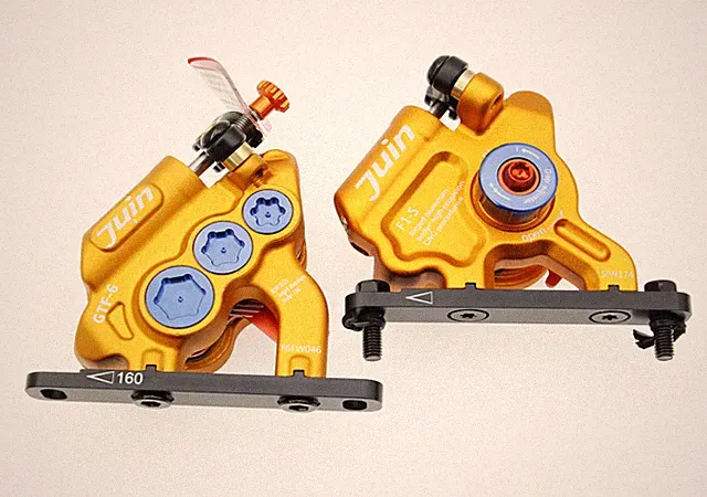 Juin Tech GTF6 Cyclocross Cycle 6-Piston Hydraulic Brake Caliper Set Gold Bike