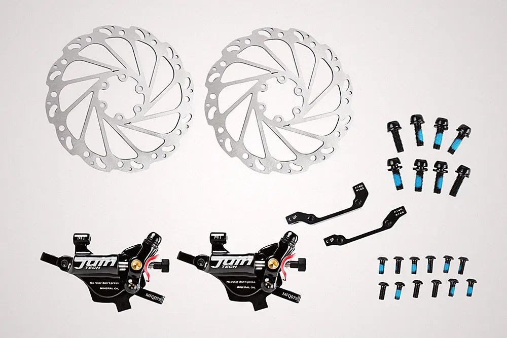 Juin Tech M1 Hybrid Hydraulic Disc Brake Set 160MM Rotors Bicycle eBike Black
