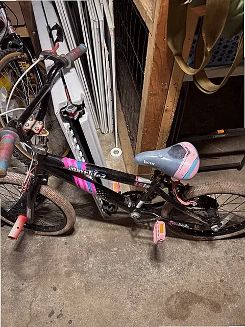 Kent Sparkles Girls 18 in Kids Bike 1-Speed Caliper Brake Pegs Black/Pink/Blue