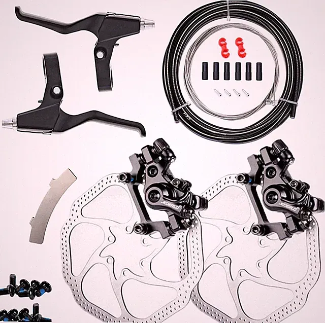 Mechanical Bike Disc Brake Kit, Including Front and Rear Caliper, Brakes Cables
