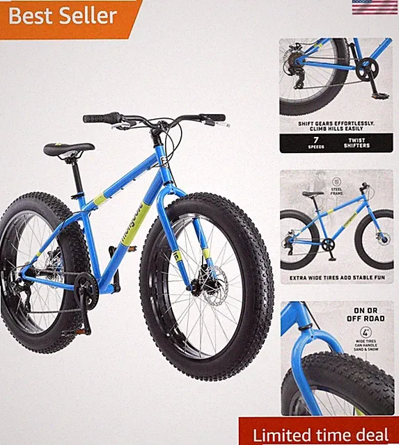 Mongoose Dolomite Men's Mountain Bike - 26-Inch Fat Tires, 7 Speeds, Lightweight