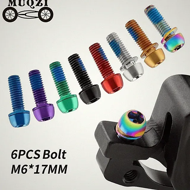 MUQZI 6Pcs M6x17mm Bike Disc Brake Caliper Bolts MTB Stem Crank Screw Set