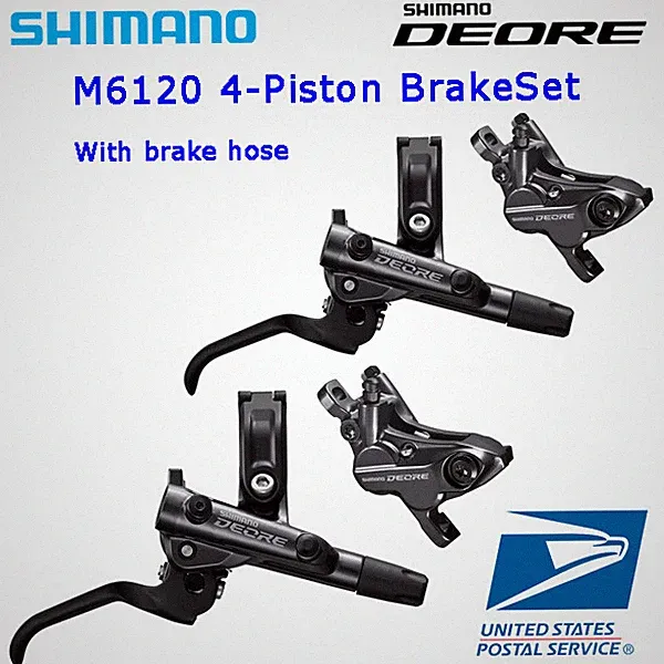 Shimano Deore BR-M6120 BL-M6100 4-Piston Hydraulic Disc Brake Set R+L