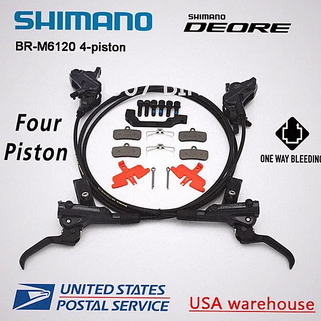 SHIMANO Deore BR-M6120 BL-M6100 Bike 4-Piston MTB Hydraulic Disc Brake Set (OE)