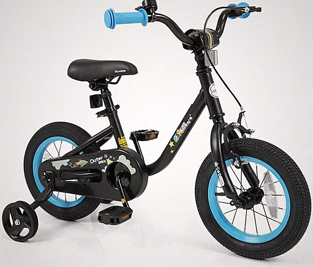 Space-Themed Kids Bike with Training Wheels, Adjustable Seat & Safety Bell, 3-8
