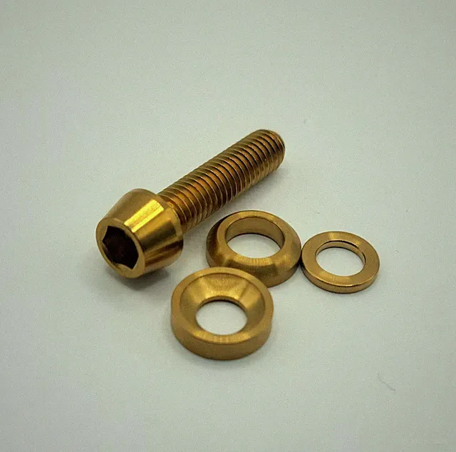 Trail Arc Titanium MTB Brake Caliper Mounting Bolt + flat, cone, cup washer (1x)