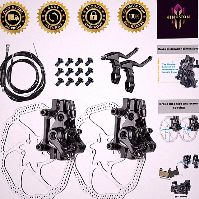 Universal Bike Disc Brake Kit: 2x 160mm Rotors, Calipers & Brake Levers Included
