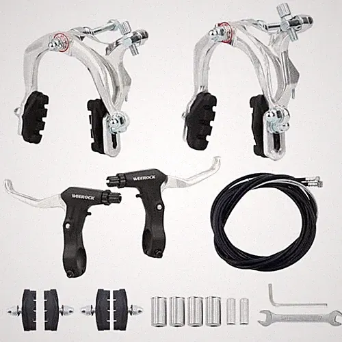 WEEROCK Bike Calip Brake Set Front and Rear C Brake Caliper Brake Set/ Silvery