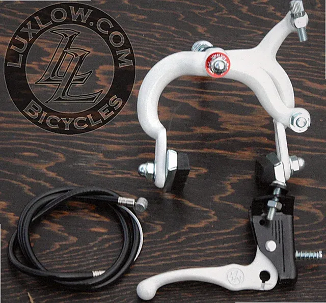 White Fixie MX Lever ALLOY Front Brake Caliper Cable Fixed Gear Bicycle RoadBike